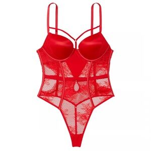 NWT Victoria’s Secret Very Sexy Bombshell Fishnet Floral Teddy, Size M